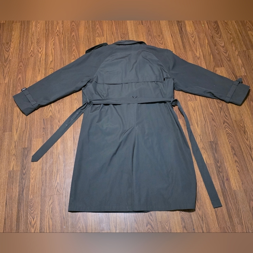 Moores Men’s Gray Double-Breasted Belted Trench Coat Rain Size 46 Regular A75 - Picture 11 of 14